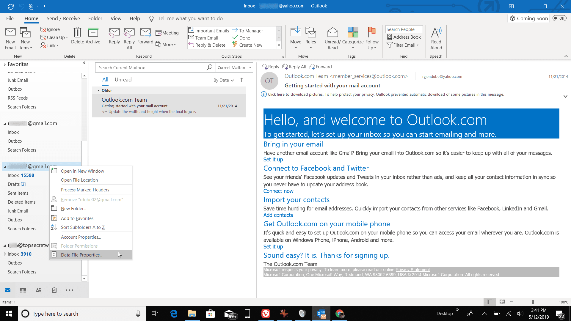 outlook for mac individual email size